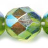 8mm Czech Faceted Round Fire Polish Beads - Olivine AB