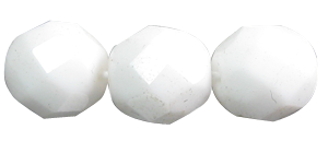 8mm Czech Faceted Round Fire Polish Beads - Opaque White