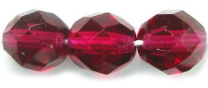 8mm Czech Faceted Round Fire Polish Beads - Fuchsia