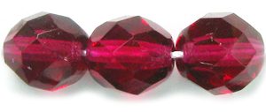 8mm Czech Faceted Round Fire Polish Beads - Fuchsia