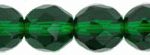 8mm Czech Faceted Round Fire Polish Beads - Kelly Green