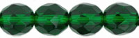 8mm Czech Faceted Round Fire Polish Beads - Kelly Green