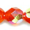 8mm Czech Faceted Round Fire Polish Beads - Hyacinth (Orange) AB