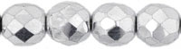  8mm Czech Faceted Round Fire Polish Beads - Labrador (Full Silver)