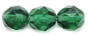 8mm Czech Faceted Round Fire Polish Beads - Prarie Green (Tourmaline)