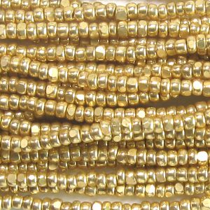 13/0 Charlotte Cut Permanent Galvanized Terra Yellow Gold Czech Seed Bead