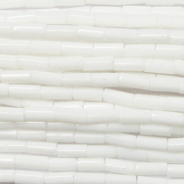 30mm, 1.25" Czech Bugle Bead, Opaque White