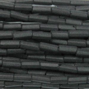 #5, 12mm Czech Bugle Bead, Frosted Opaque Black