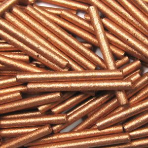 25mm, 1" Czech Bugle Bead, Frosted Metallic Copper Supra