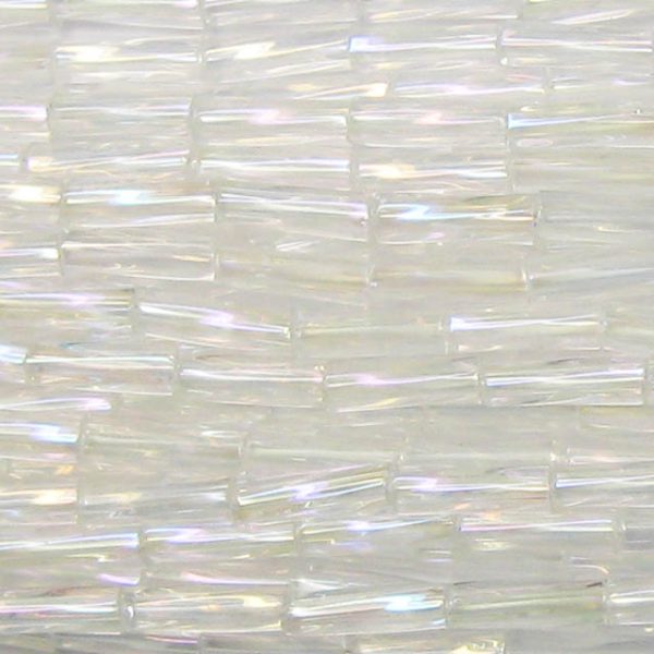 25mm, 1" Czech Twist Bugle Bead, Transparent Crystal AB