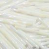 #3, 7mm Czech Twist Bugle Bead, Opaque White AB