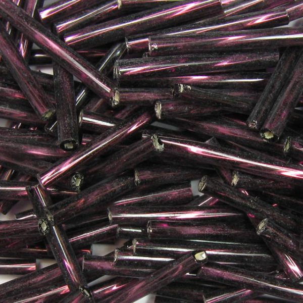 25mm, 1" Czech Twist Bugle Bead, Silver Lined Dark Amethyst