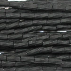 30mm, 1.25" Czech Twist Bugle Bead, Frosted Opaque Black