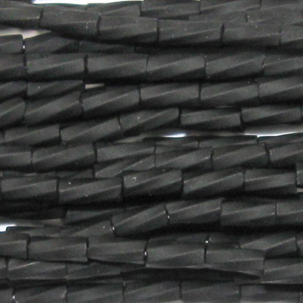 30mm, 1.25" Czech Twist Bugle Bead, Frosted Opaque Black