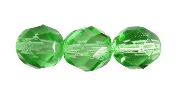 8mm Czech Faceted Round Fire Polish Beads - Peridot Green