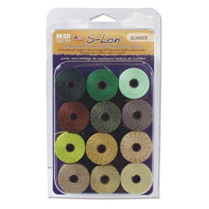 S-Lon Micro Macrame/Kumihimo Cord, 12/77 yard spool, Summer Mix (colors 1B-12B)