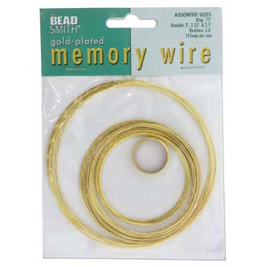 5 Assorted Sizes of Memory Wire, 10 coils each size, Gold