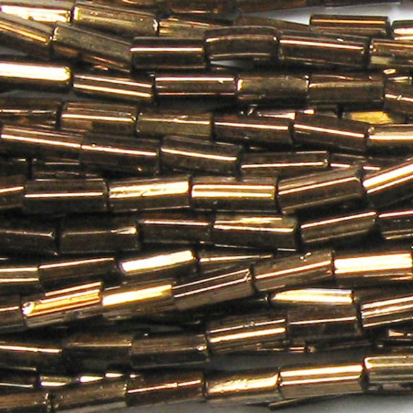 #3, 7mm Czech Bugle Bead, Metallic Bronze