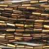 #3, 7mm Czech Bugle Bead, Metallic Dark Copper