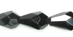10x7mm Czech Faceted Fire Polish Tear Drop Beads - Black