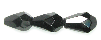10x7mm Czech Faceted Fire Polish Tear Drop Beads - Black