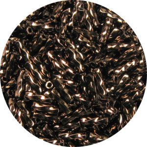 6mm Japanese Spiral Twist Bugle Bead, Metallic Dark Bronze