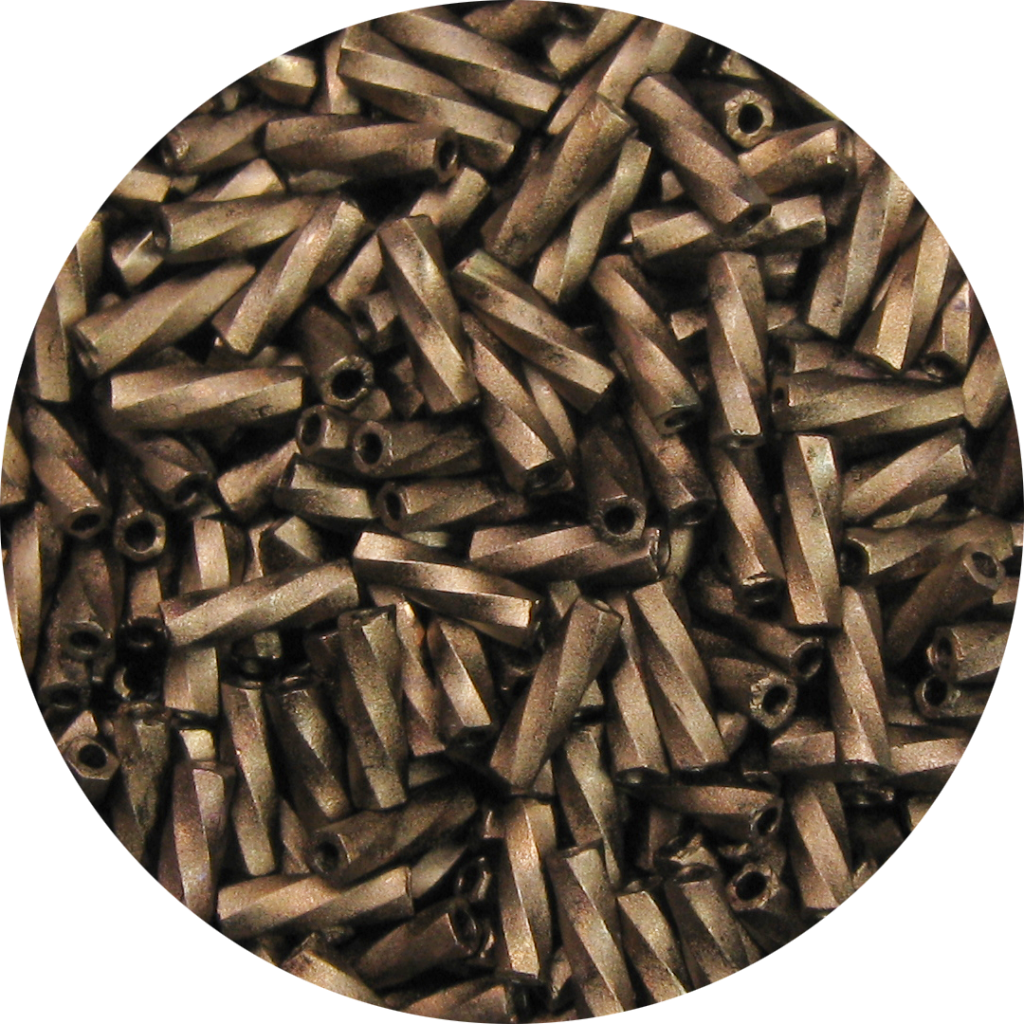 6mm Japanese Spiral Twist Bugle Beads, Frosted Metallic Dark Bronze