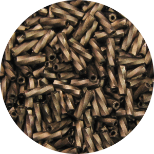 6mm Japanese Spiral Twist Bugle Bead, Frosted Metallic Dark Bronze
