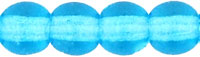 4mm Czech Pressed Glass Round Druk Beads - Transparent Aqua Blue