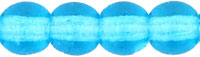 4mm Czech Pressed Glass Round Druk Beads - Transparent Aqua Blue