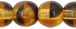 4mm Czech Pressed Glass Round Druk Beads - Transparent Topaz and Black Tortoise