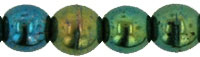 4mm Czech Pressed Glass Round Druk Beads - Green Iris