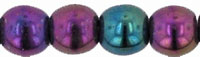 4mm Czech Pressed Glass Round Druk Beads - Purple Iris