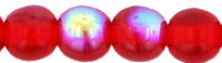 4mm Czech Pressed Glass Round Druk Beads - Transparent Ruby AB