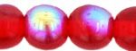 6mm Czech Pressed Glass Round Druk Beads - Transparent Ruby AB