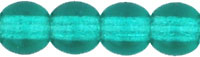 4mm Czech Pressed Glass Round Druk Beads - Transparent Emerald