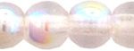 4mm Czech Pressed Glass Round Druk Beads - Transparent Rosaline AB