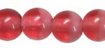 4mm Czech Pressed Glass Round Druk Beads - Cranberry & White Swirl
