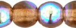 4mm Czech Pressed Glass Round Druk Beads - Transparent Smoke Topaz AB