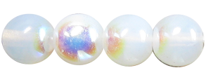 6mm Czech Pressed Glass Round Druk Beads - White Opal AB