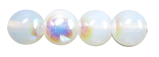 6mm Czech Pressed Glass Round Druk Beads - White Opal AB