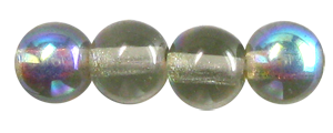 6mm Czech Pressed Glass Round Druk Beads - Transparent Black Diamond AB