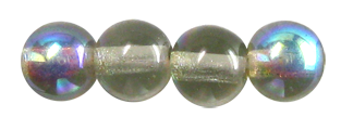 6mm Czech Pressed Glass Round Druk Beads - Transparent Black Diamond AB