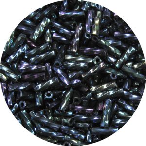 6mm Japanese Spiral Twist Bugle Bead, Blue Iris