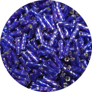 6mm Japanese Spiral Twist Bugle Bead, Silver Lined Cobalt Blue AB