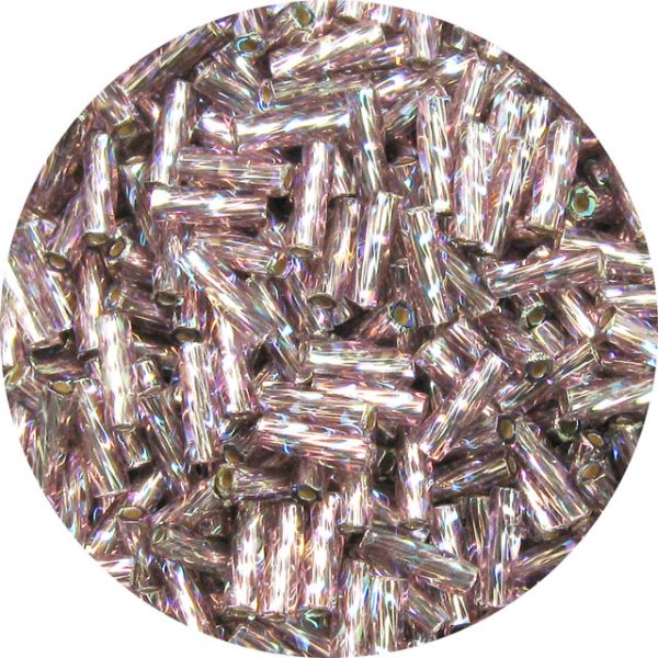 6mm Japanese Spiral Twist Bugle Bead, Silver Lined Light Amethyst AB