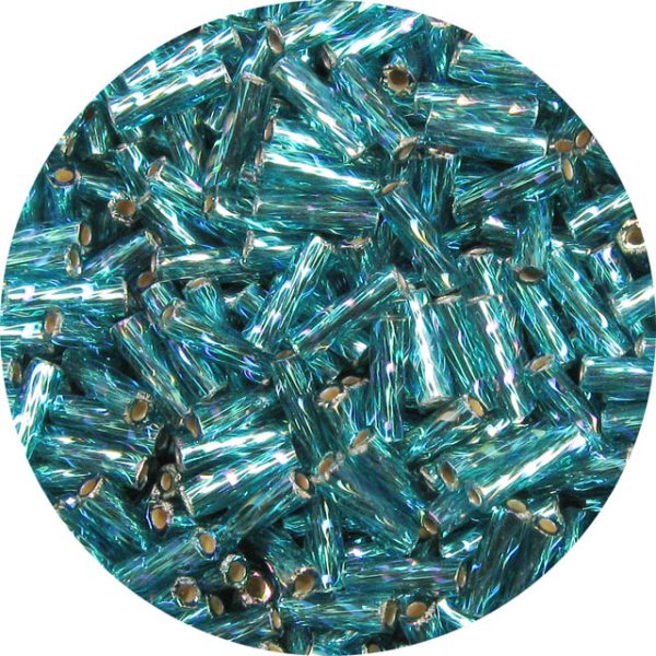 6mm Japanese Spiral Twist Bugle Bead, Silver Lined Emerald AB