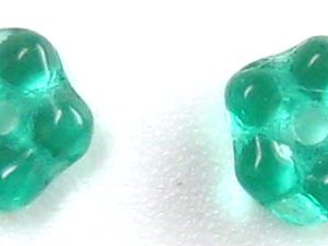 5mm Czech Glass Flower Spacer, Transparent Emerald Green