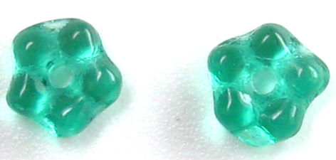 5mm Czech Glass Flower Spacer, Transparent Emerald Green