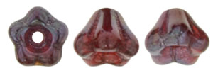 4X6mm Czech Glass Baby Bell Flower, Transparent Ruby Red Vega